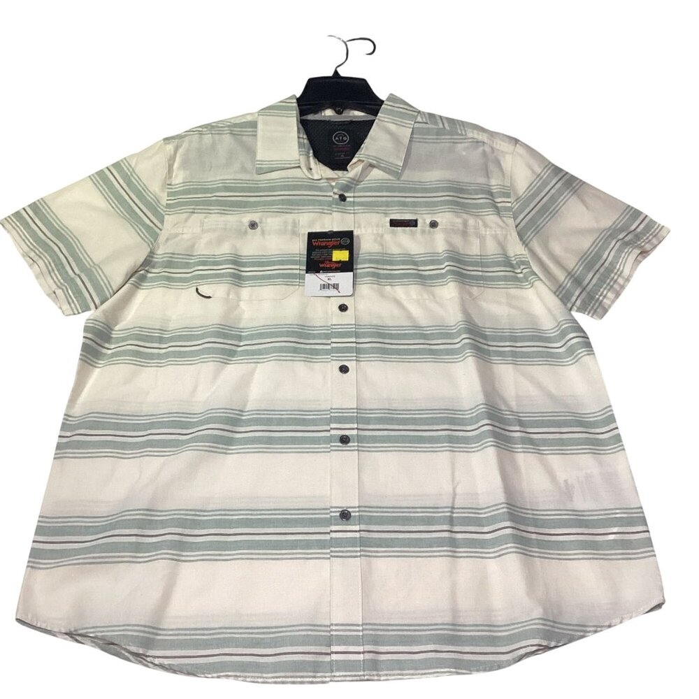 Wrangler Men's All Teran Gear Breeze Shirt ATG Size XL Beige/Mint New W Tags